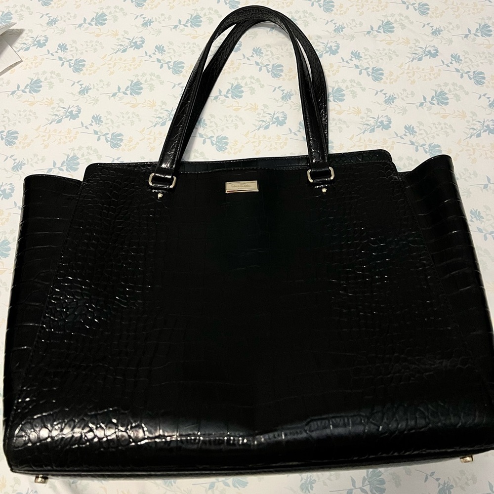 Kate Spade - Bristol adrive Croc Elissa tote black embossed leather in EUC